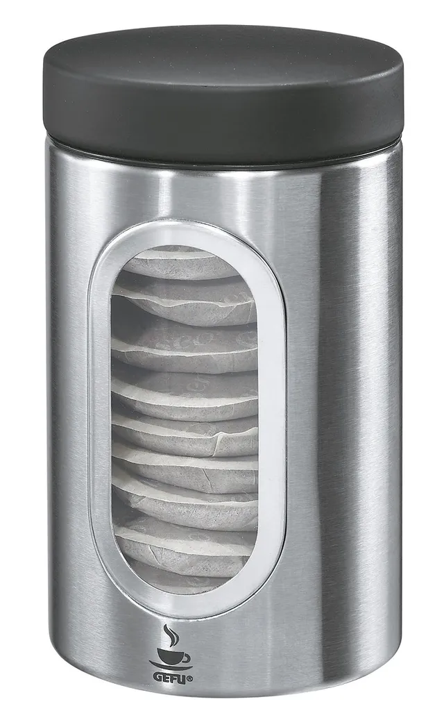 gefu-piero-bo-te-caf-250-g-en-acier-inoxydable-fermeture-clic-fen-tre-de-niveau- image 1