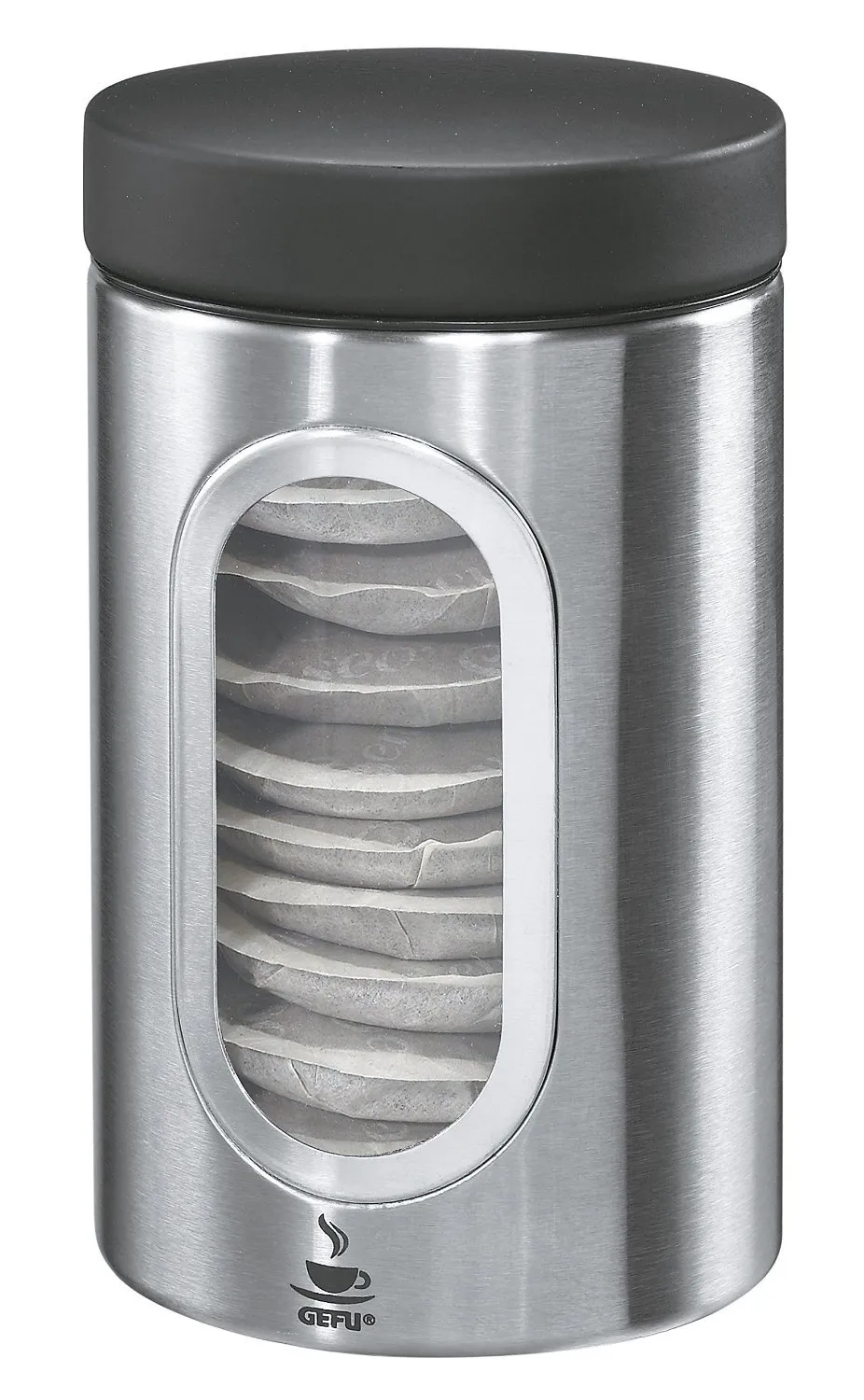 gefu-piero-bo-te-caf-250-g-en-acier-inoxydable-fermeture-clic-fen-tre-de-niveau- image 1