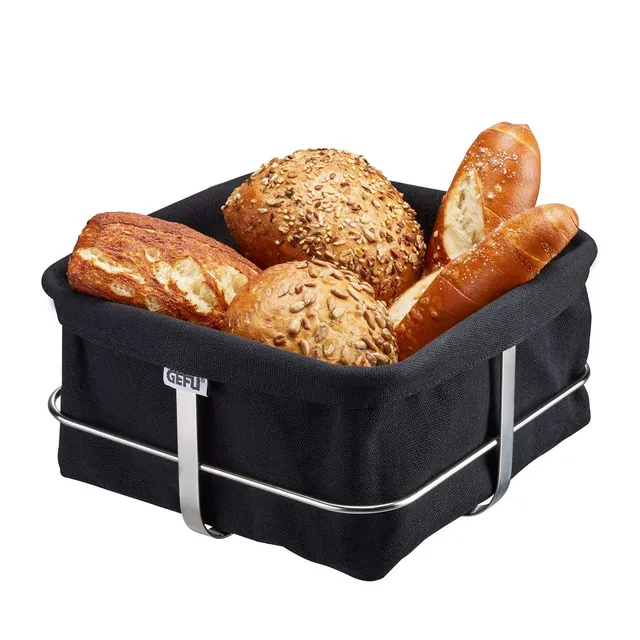 gefu-brunch-corbeille-pain-carr-e-noire-acier-inoxydable-avec-int-rieur-tissu-22 image 1