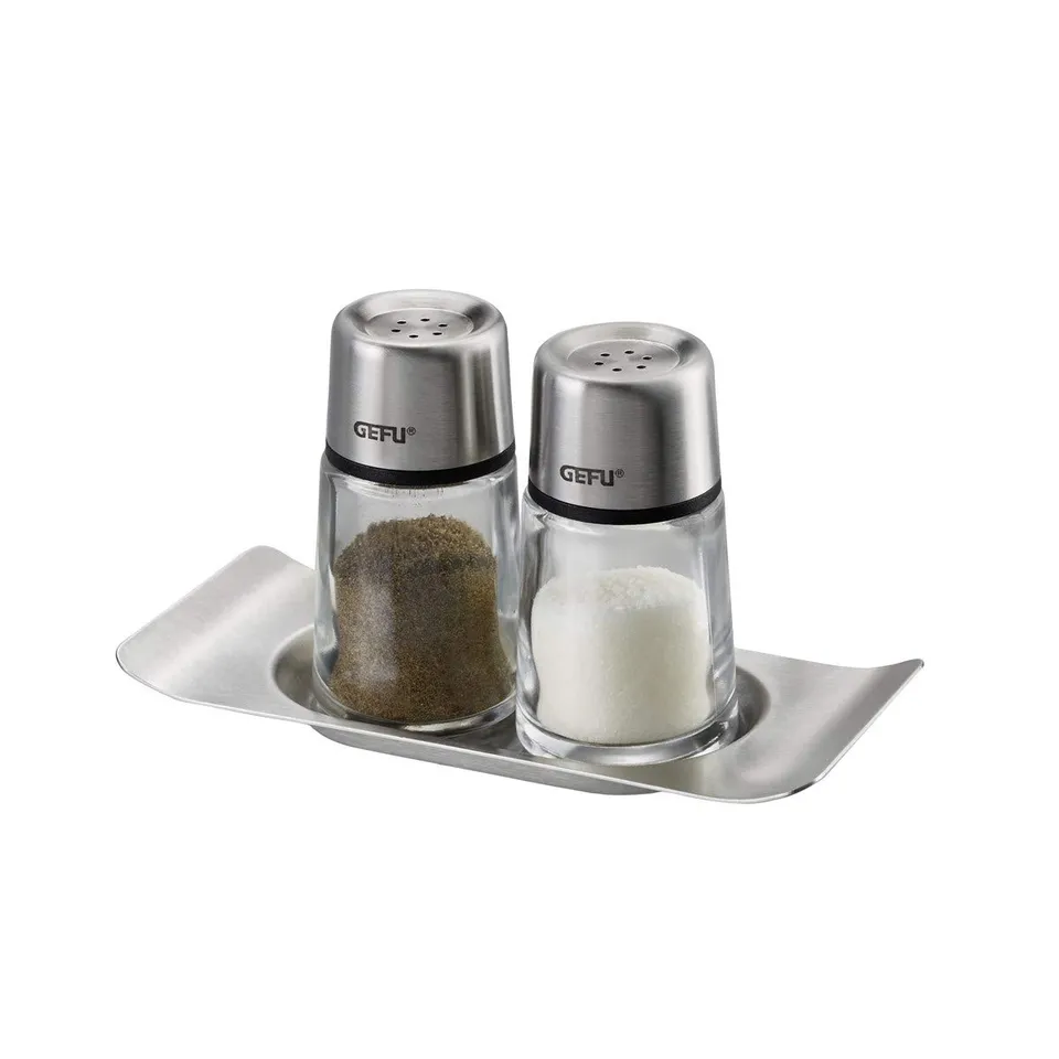 gefu-ge33630-brunch-ensemble-sali-re-et-poivri-re-en-verre-et-inox-sur-plateau image 1