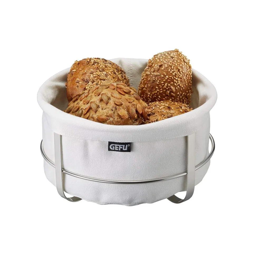 gefu-ge33660-brunch-corbeille-pain-ronde-inox-et-tissu-blanc-22-x-22-x-11-5-cm image 1