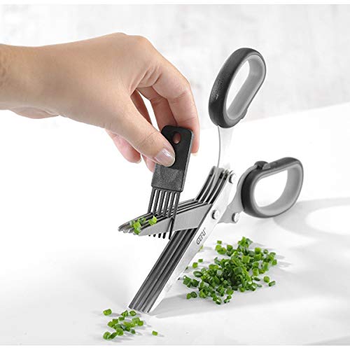 gefu-ge12660-cutare-ciseaux-herbes-5-lames-en-acier-inoxydable-avec-peigne-de-ne image 6