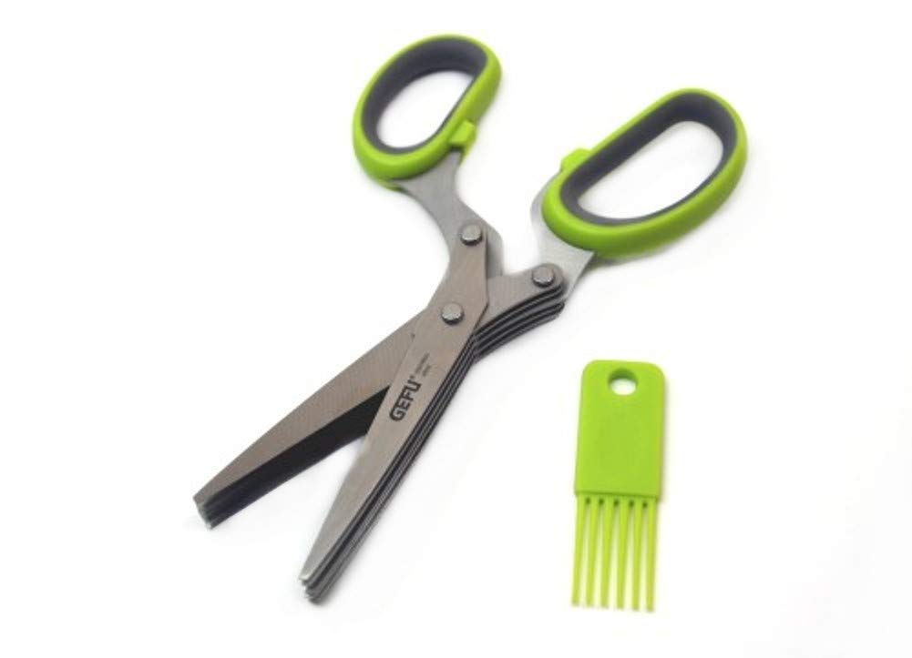 gefu-89114-ciseaux-herbes-5-lames-en-acier-inoxydable-avec-brosse-de-nettoyage image 1