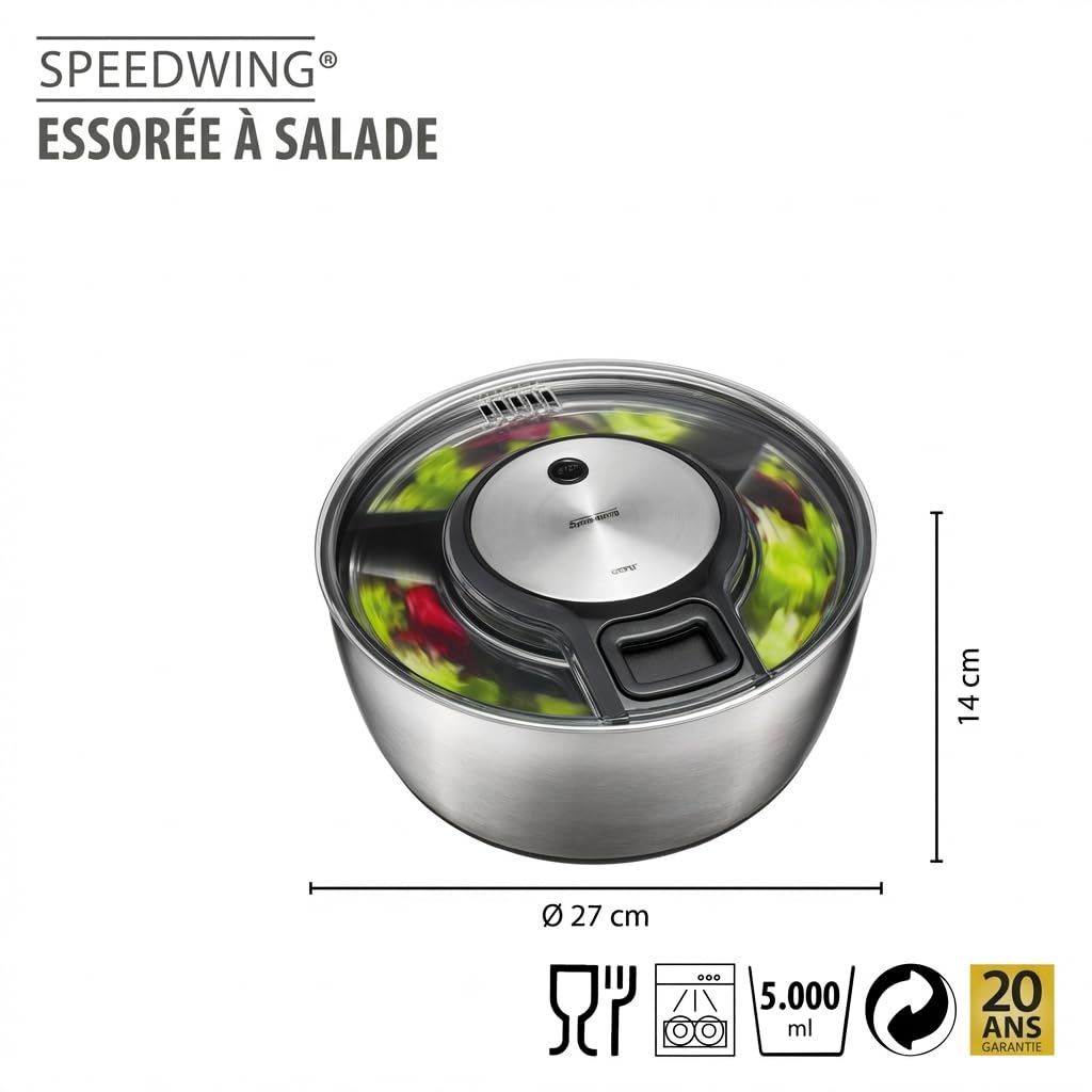 gefu-speedwing-essoreuse-salade-essorage-rapide-manche-cordette image 2