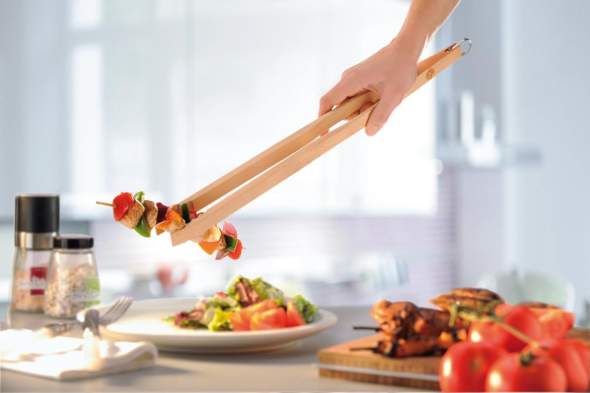 gefu-ge11810-natura-pince-barbecue-en-bois-48-cm-extr-mit-s-ondul-es image 2