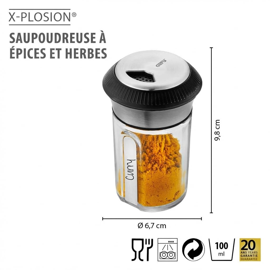 gefu-x-plosion-petit-distributeur-en-verre-pour-pices-et-herbes-100-ml-avec-couv image 2