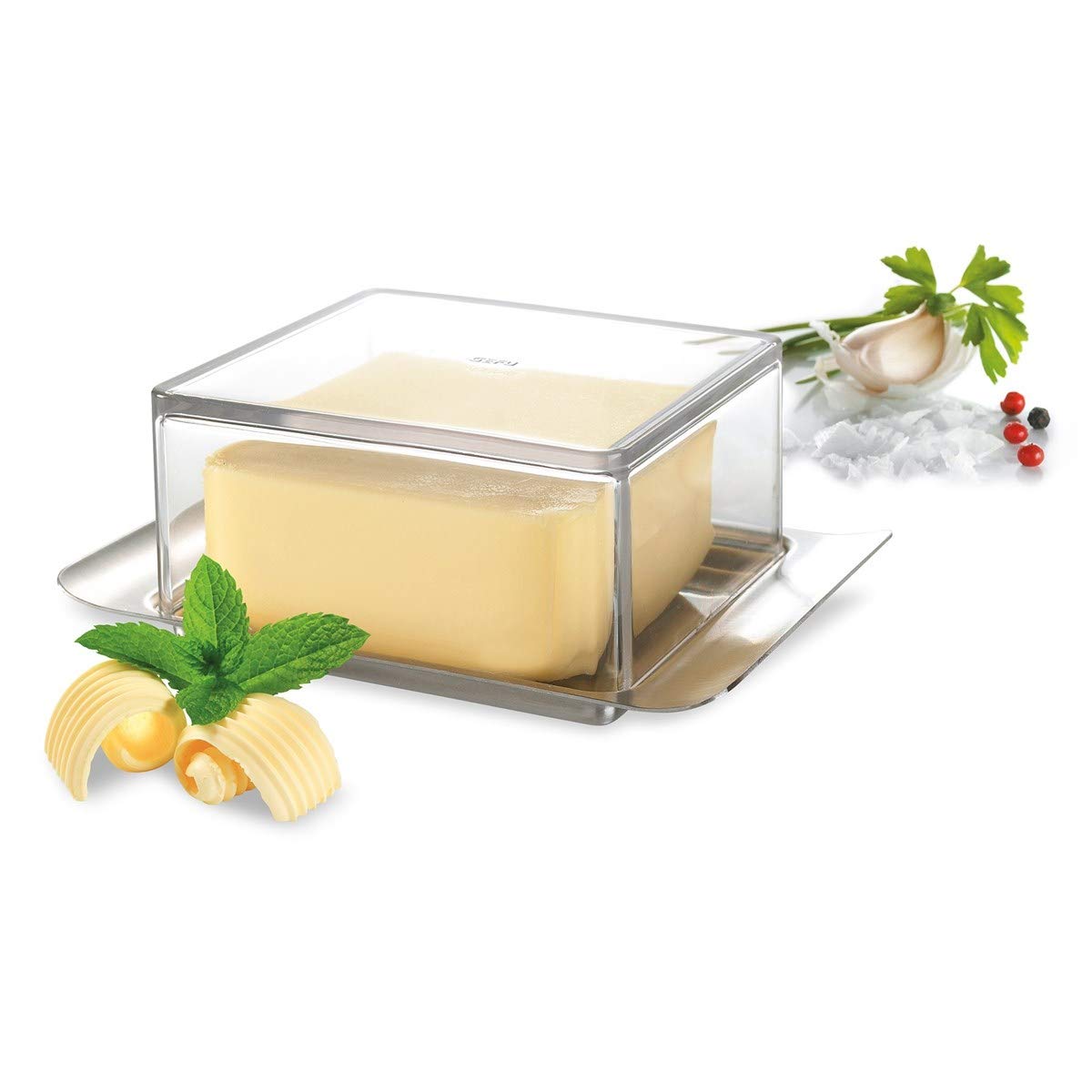 gefu-beurrier-brunch-125-g-cloche-transparente-et-plateau-inox-pour-porte-de-r-f image 2