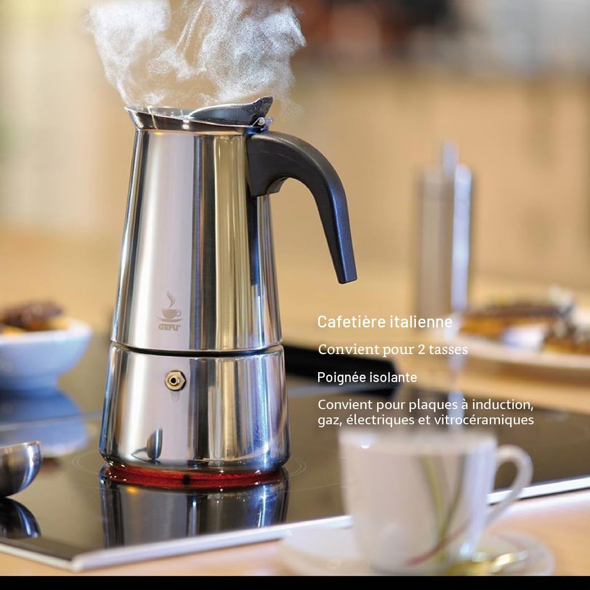 gefu-emilio-cafeti-re-italienne-2-tasses-moka-couvercle-vissant-compatible-lave- image 2