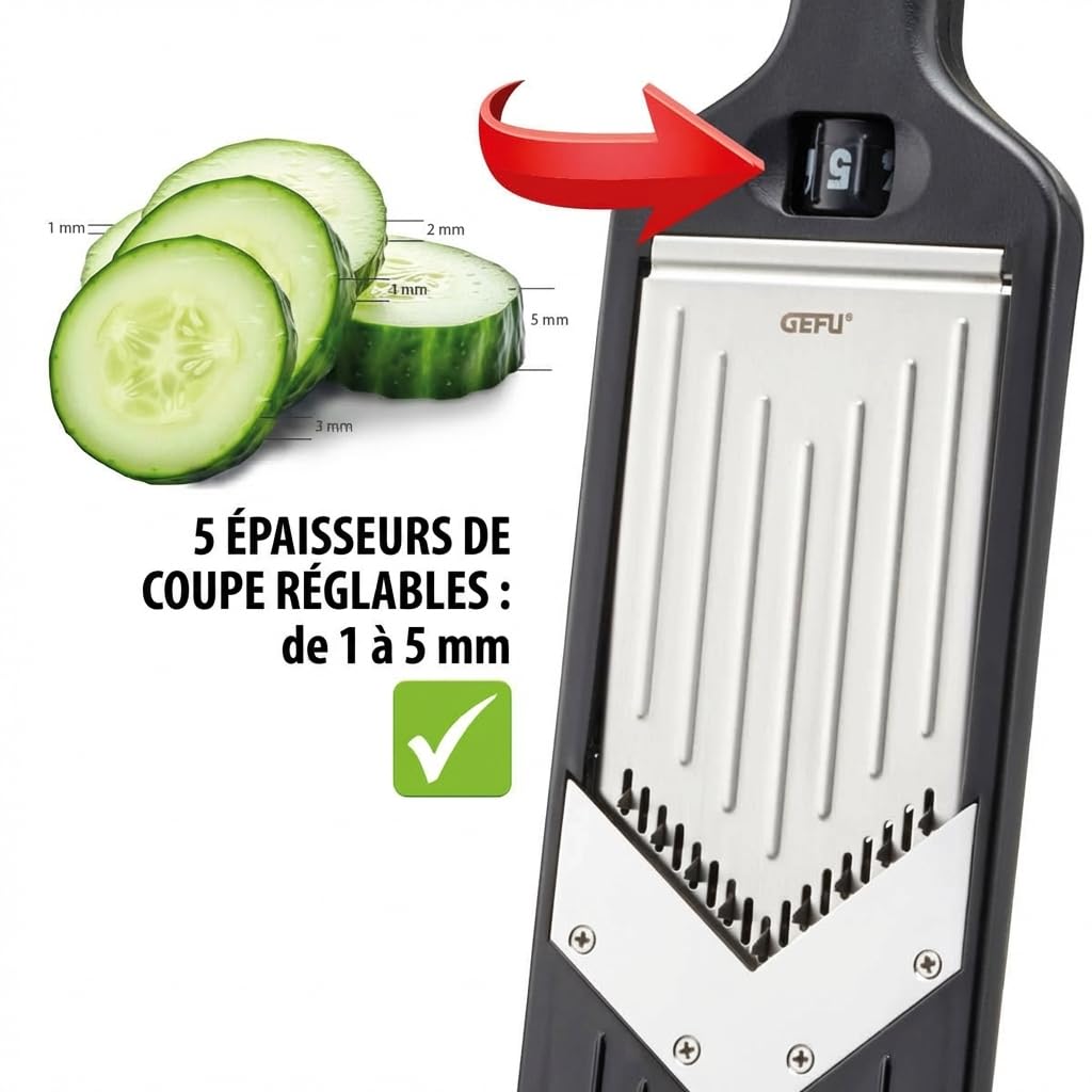 gefu-violi-2-0-50441-mandoline-julienne-en-v-argent-noir-avec-porte-reste image 4