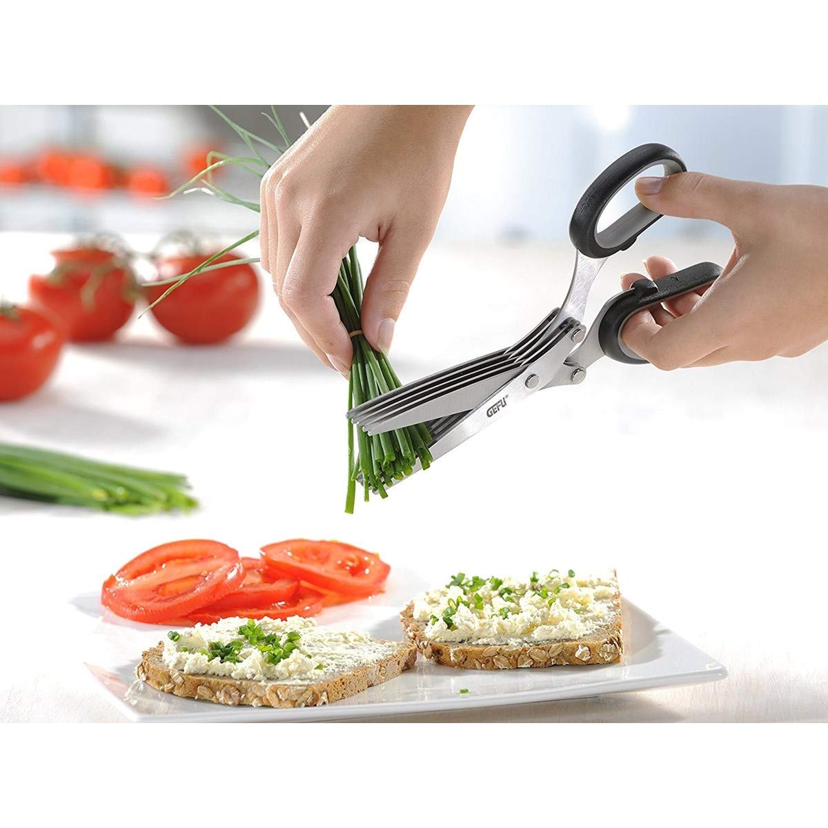 gefu-ge12660-cutare-ciseaux-herbes-5-lames-en-acier-inoxydable-avec-peigne-de-ne image 3