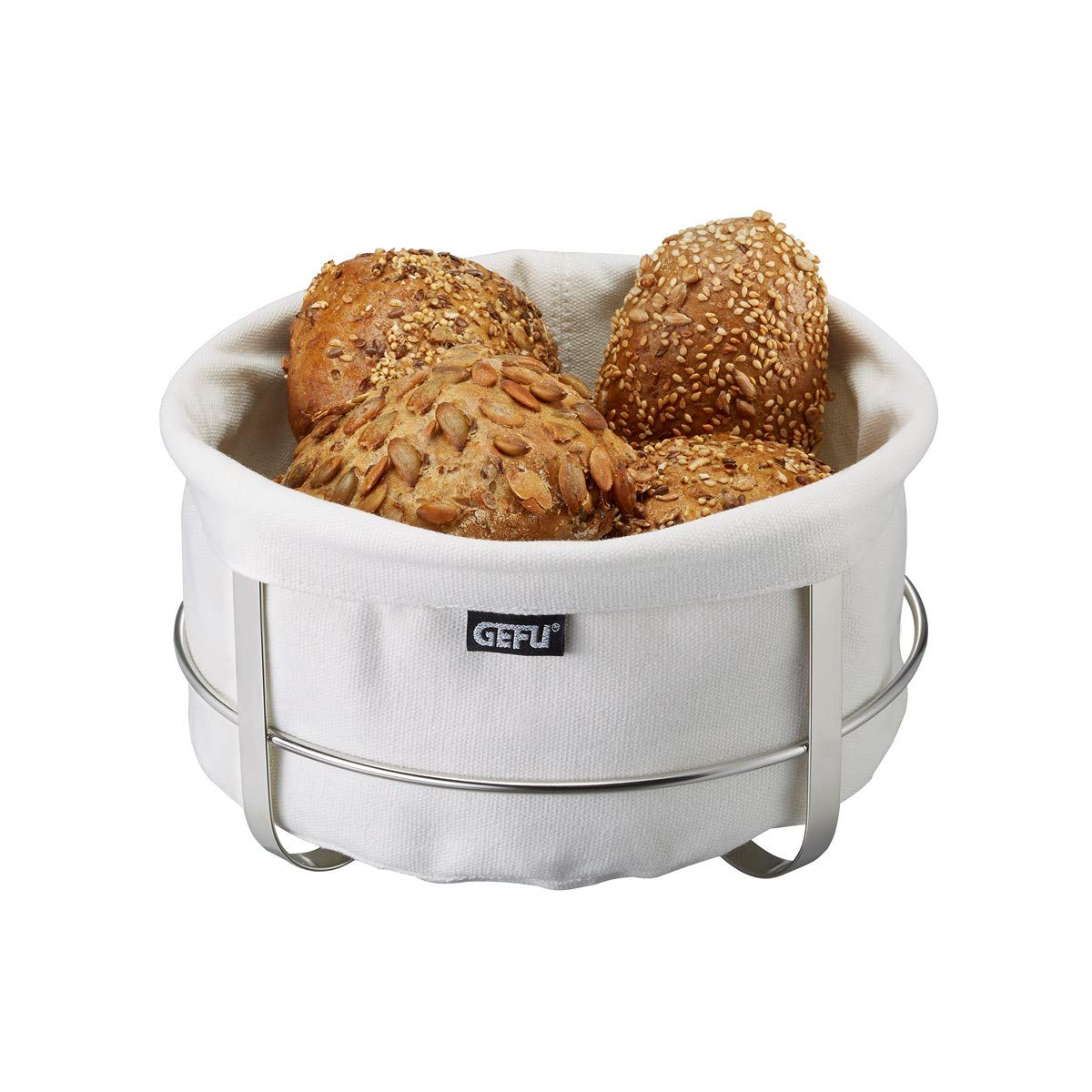 gefu-ge33660-brunch-corbeille-pain-ronde-inox-et-tissu-blanc-22-x-22-x-11-5-cm image 1