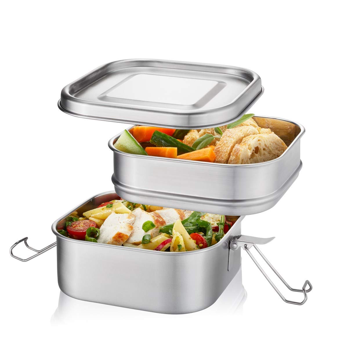 gefu-endure-bo-te-repas-double-tage-lot-de-3-acier-inoxydable-et-plastique-argen image 1