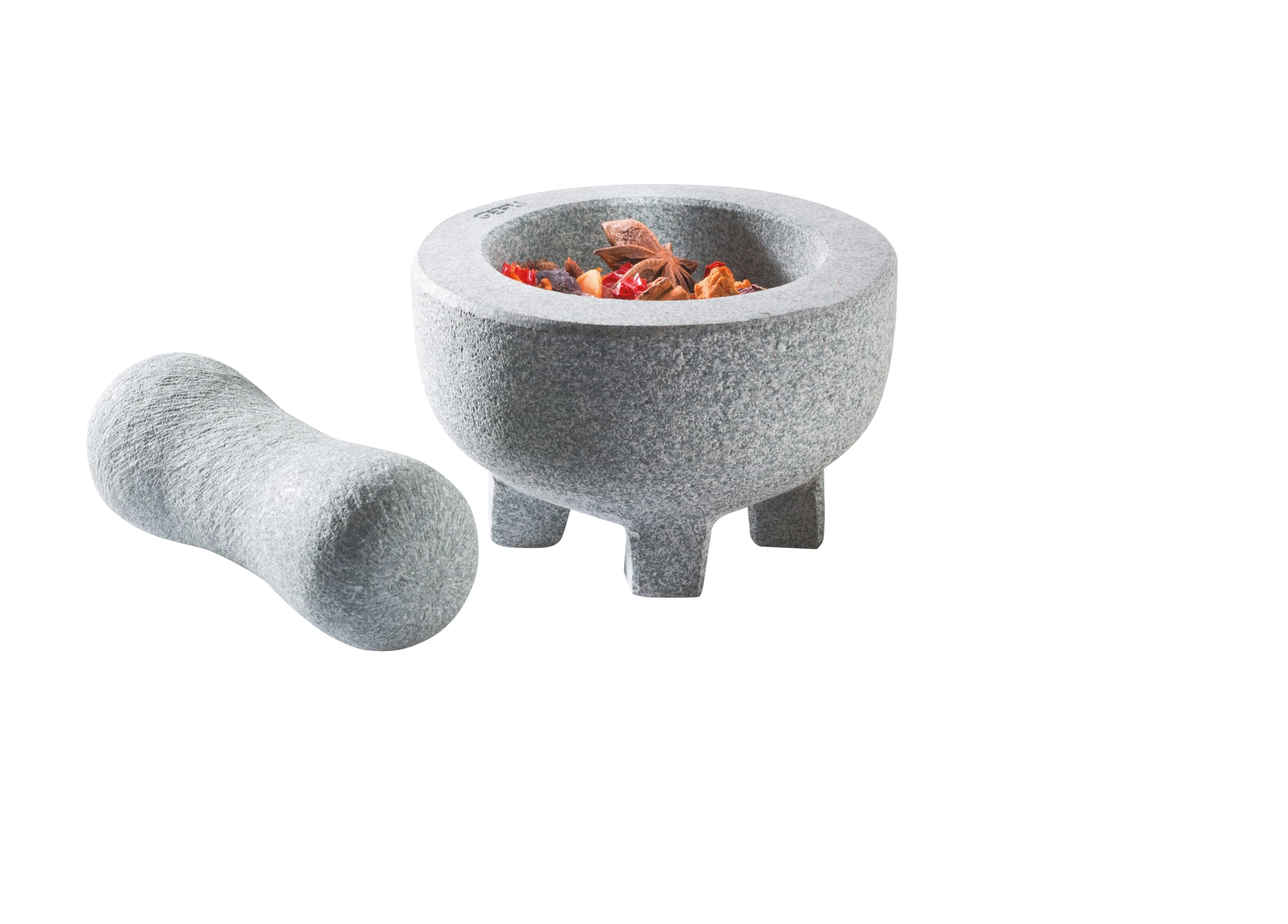 gefu-crunchy-ge35310-mortier-avec-pilon-en-granit-massif-fond-arrondi-gris-10-x- image 1
