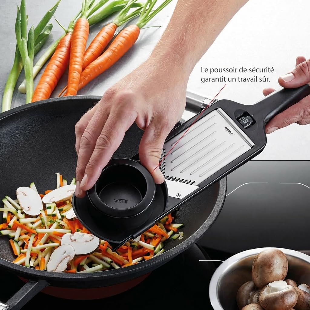 gefu-violi-2-0-50441-mandoline-julienne-en-v-argent-noir-avec-porte-reste image 6