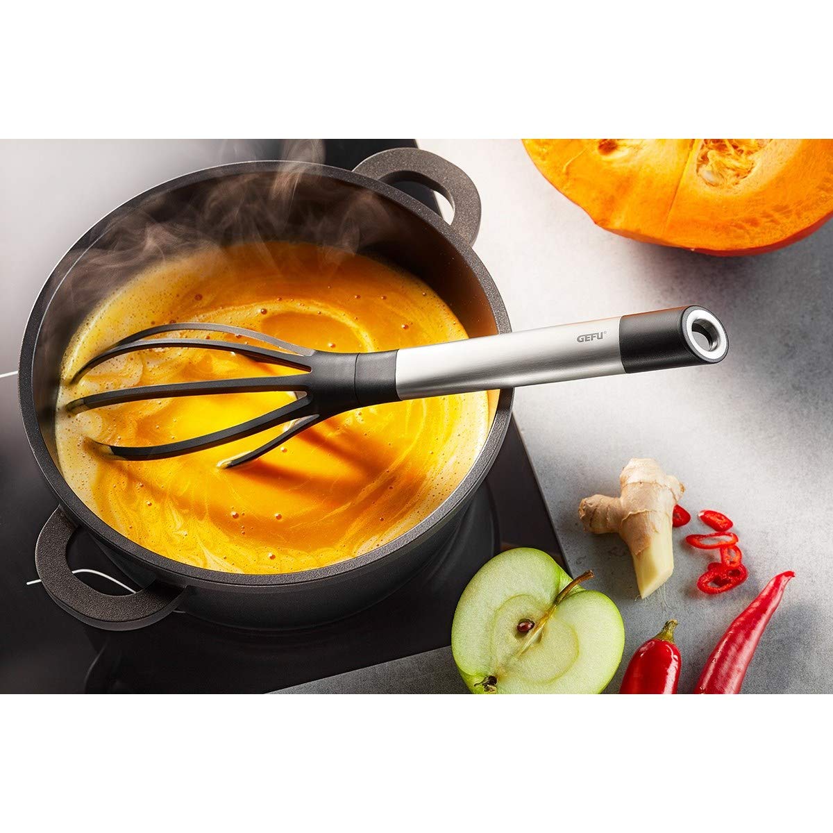 gefu-primeline-fouet-de-cuisine-en-nylon-avec-manche-acier-inoxydable-noir-argen image 2