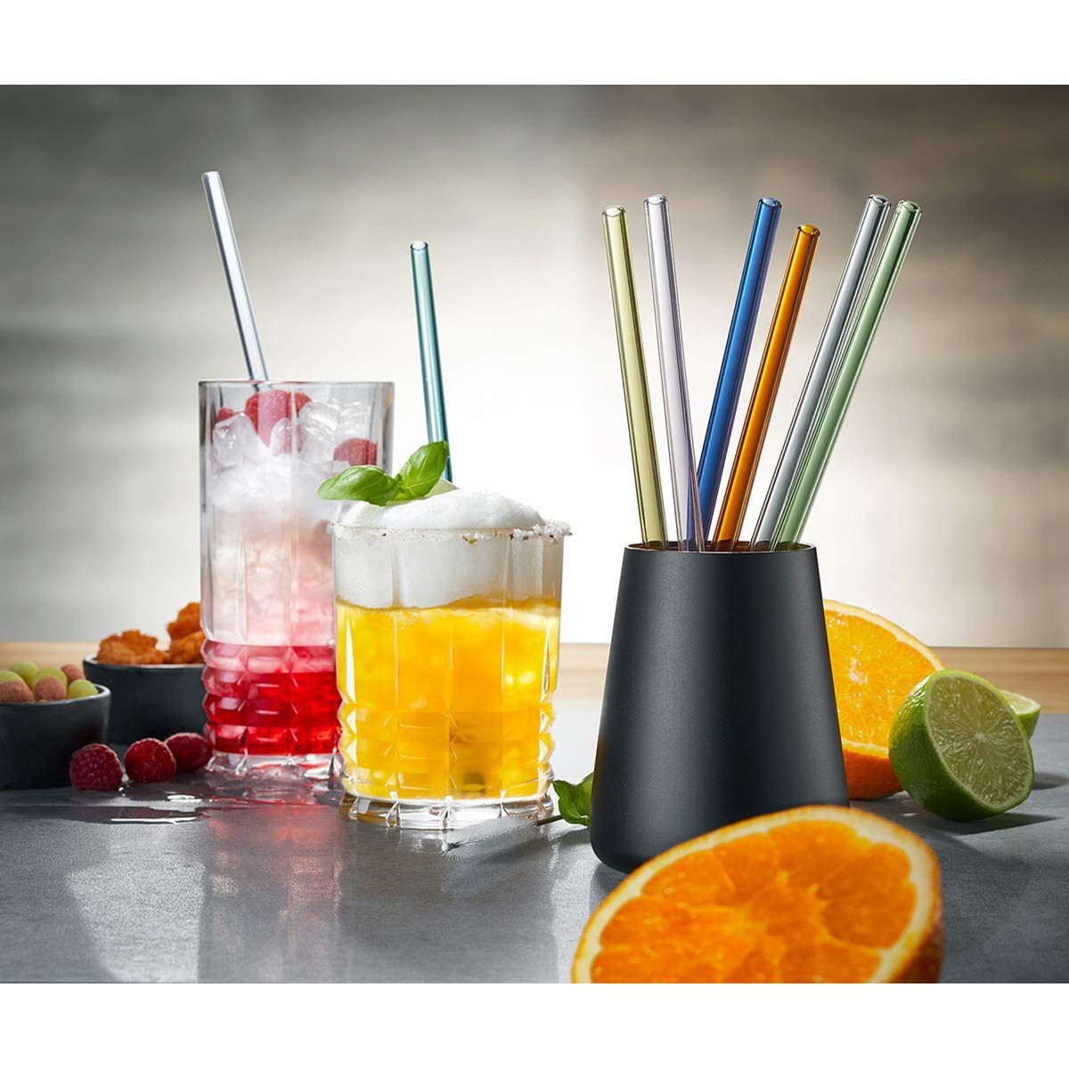 gefu-future-lot-de-8-pailles-r-utilisables-en-verre-borosilicate-23-cm-avec-bros image 3