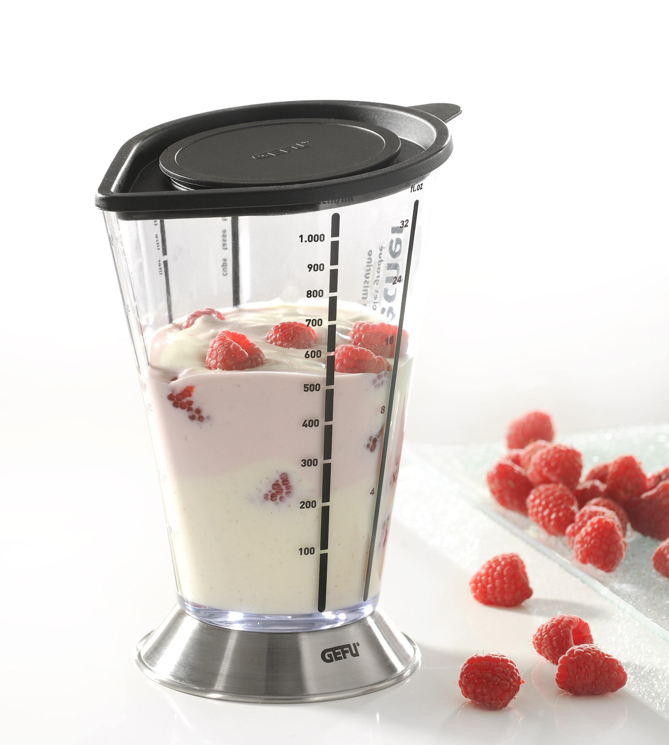 gefu-ge14460-misuro-doseur-shaker-3-en-1-1000-ml-verre-mesureur-et-socle-inox image 3