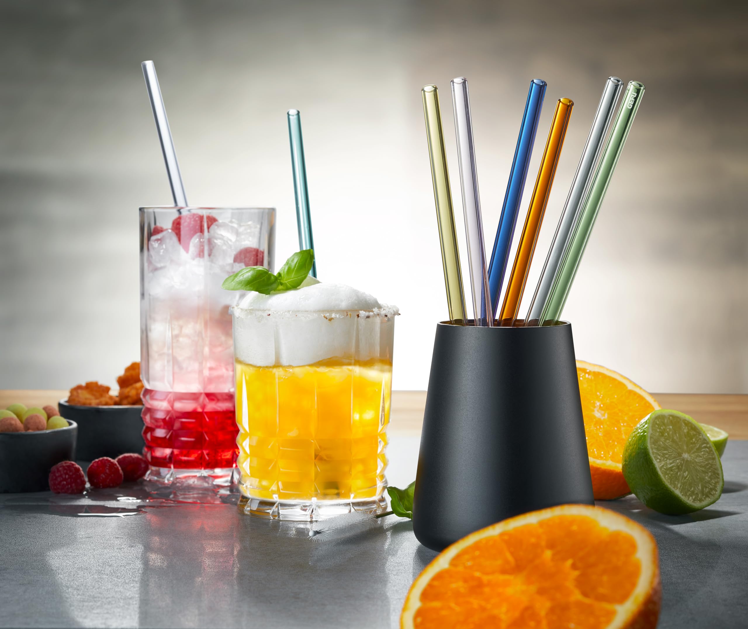 gefu-future-set-de-8-pailles-r-utilisables-en-verre-borosilicat-23-cm-multicolor image 2